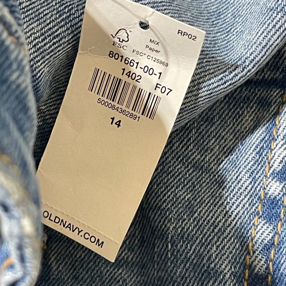 New Old Navy Jeans Women's High Rise Wide Leg Size 14 Distressed Light Wash - Picture 8 of 8